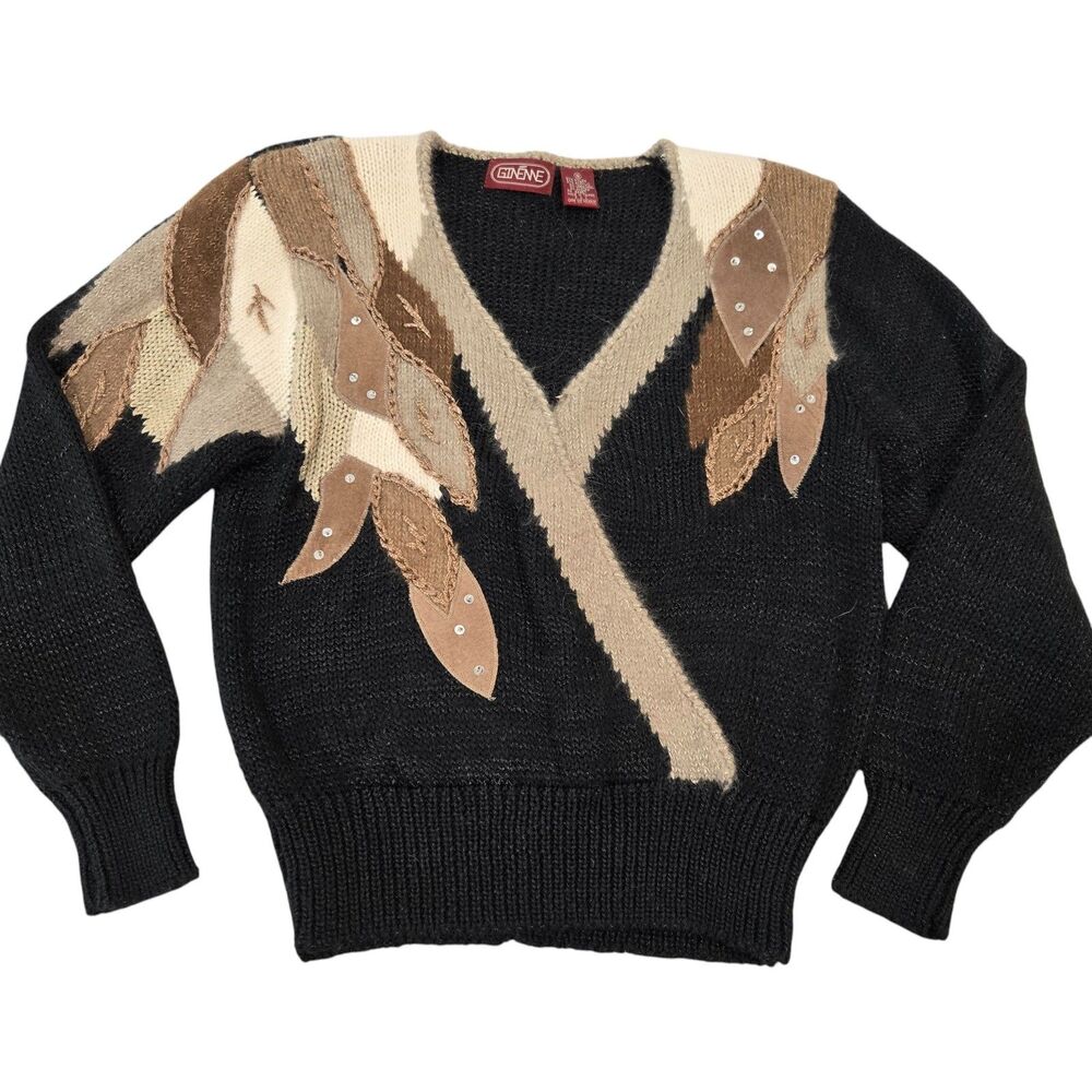 Vtg 80s 90s Womens Small  Wool Angora‎ Blend Sweater Ginenne Retro Grandmacore